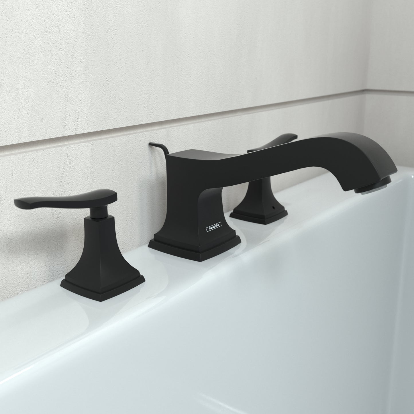 HANSGROHE 31428671 Metropol Classic 3-Hole Roman Tub Set Trim with Lever Handles - Matte Black