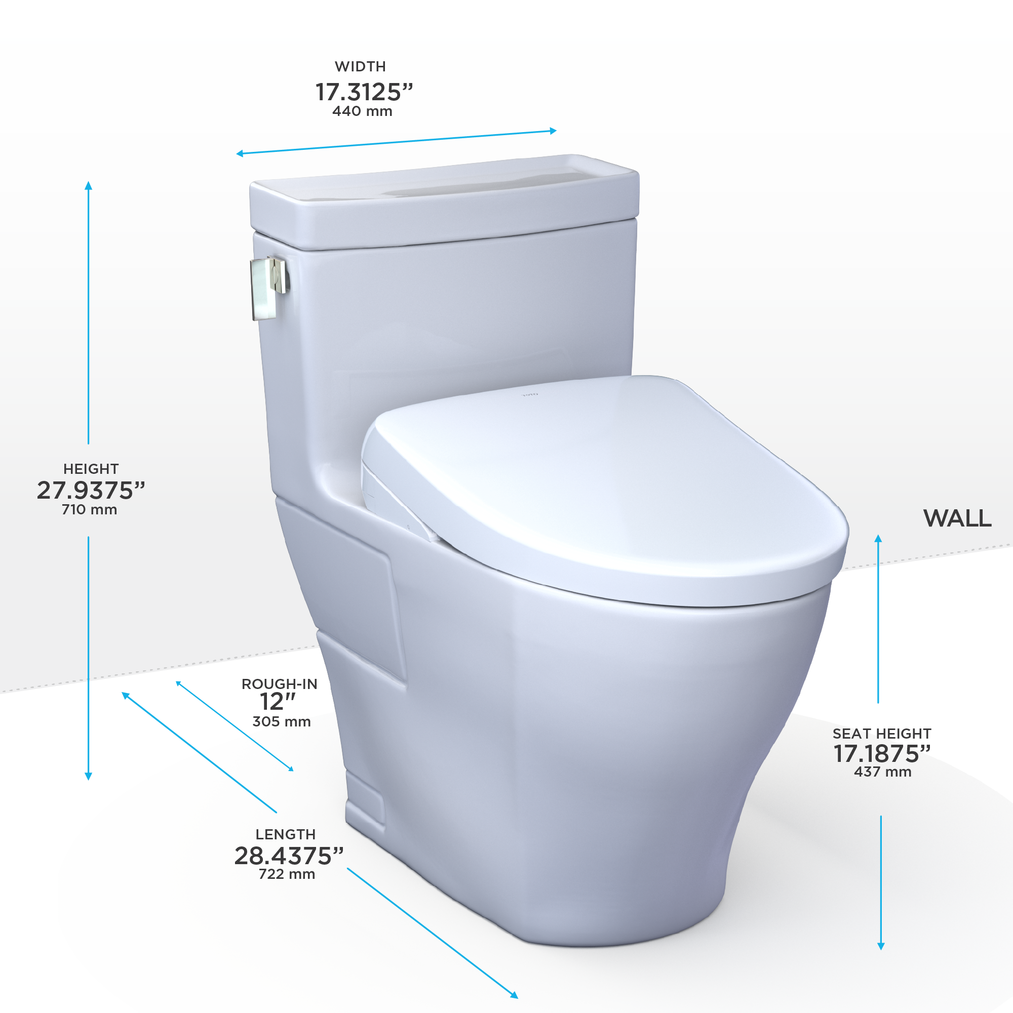 TOTO MW6244726CEFG#01 Washlet+ Legato One-Piece Elongated 1.28 Gpf Toilet And Contemporary Washlet S7 Contemporary Bidet Seat - Cotton White