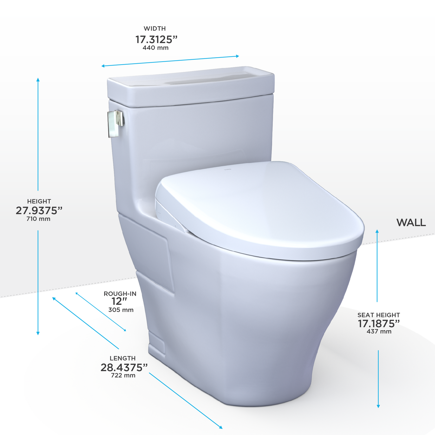 TOTO MW6244726CEFGA#01 Washlet+ Legato One-Piece Elongated 1.28 Gpf Toilet With Auto Flush S7 Contemporary Bidet Seat - Cotton White