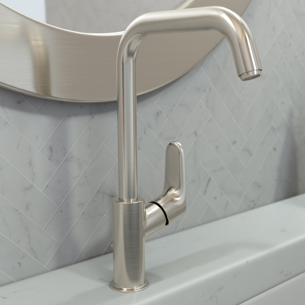 HANSGROHE 31609821 Focus Single-Hole Faucet 240 with Swivel Spout and Pop-Up Drain, 1.2 GPM - Brushed Nickel