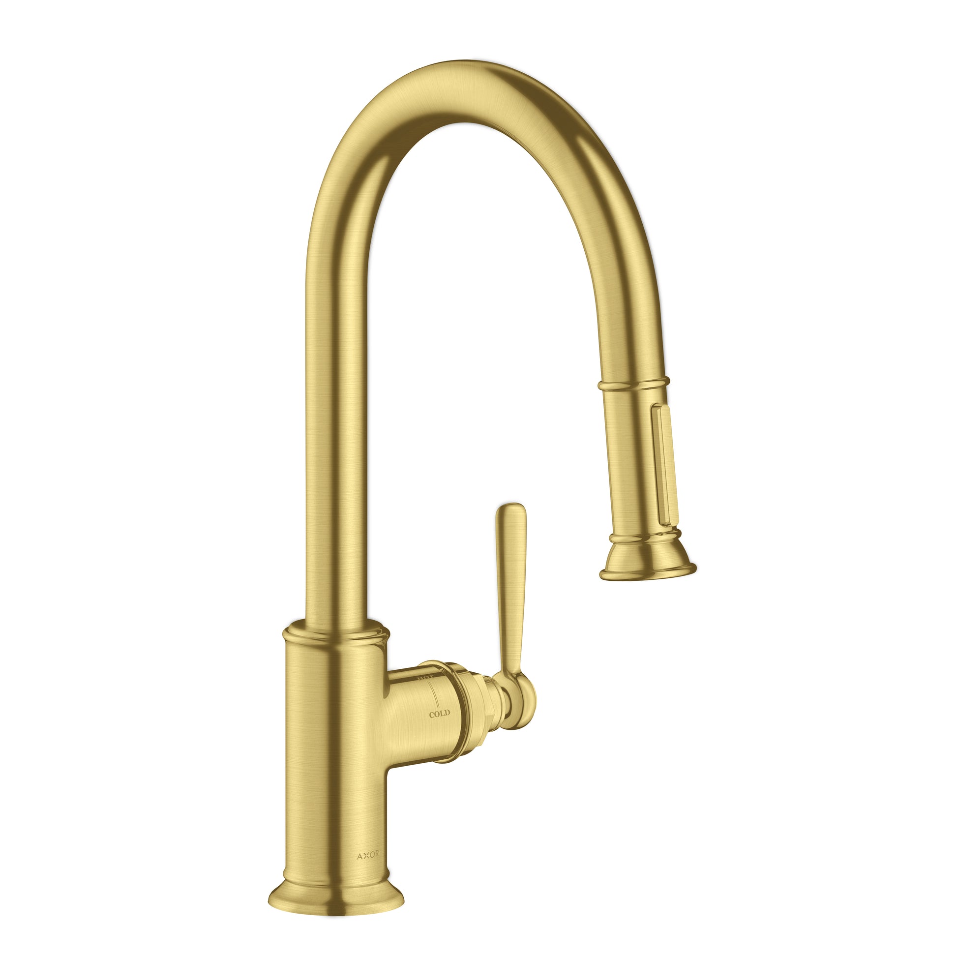 AXOR Montreux HighArc Kitchen Faucet 2-Spray Pull-Down, 1.75 GPM in Brushed Gold Optic