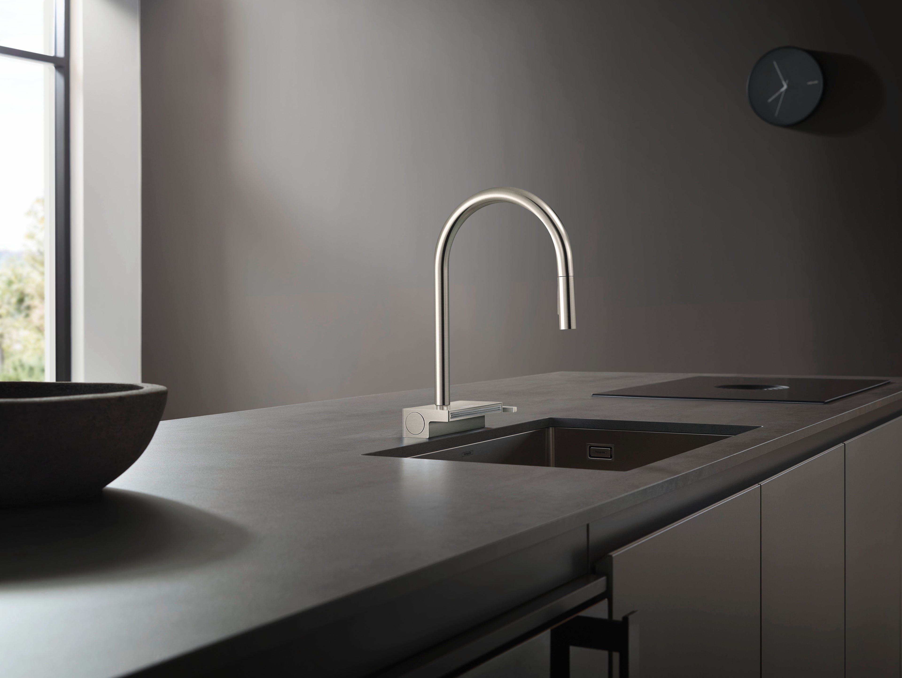 HANSGROHE 73831801 Aquno Select HighArc Kitchen Faucet, 3-Spray Pull-Down with sBox, 1.75 GPM - Stainless Steel Optic