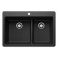 BLANCO 443211 Liven Liven SILGRANIT 33" 60/40 Double Bowl Dual Mount Kitchen Sink with Low Divide - Anthracite in Anthracite