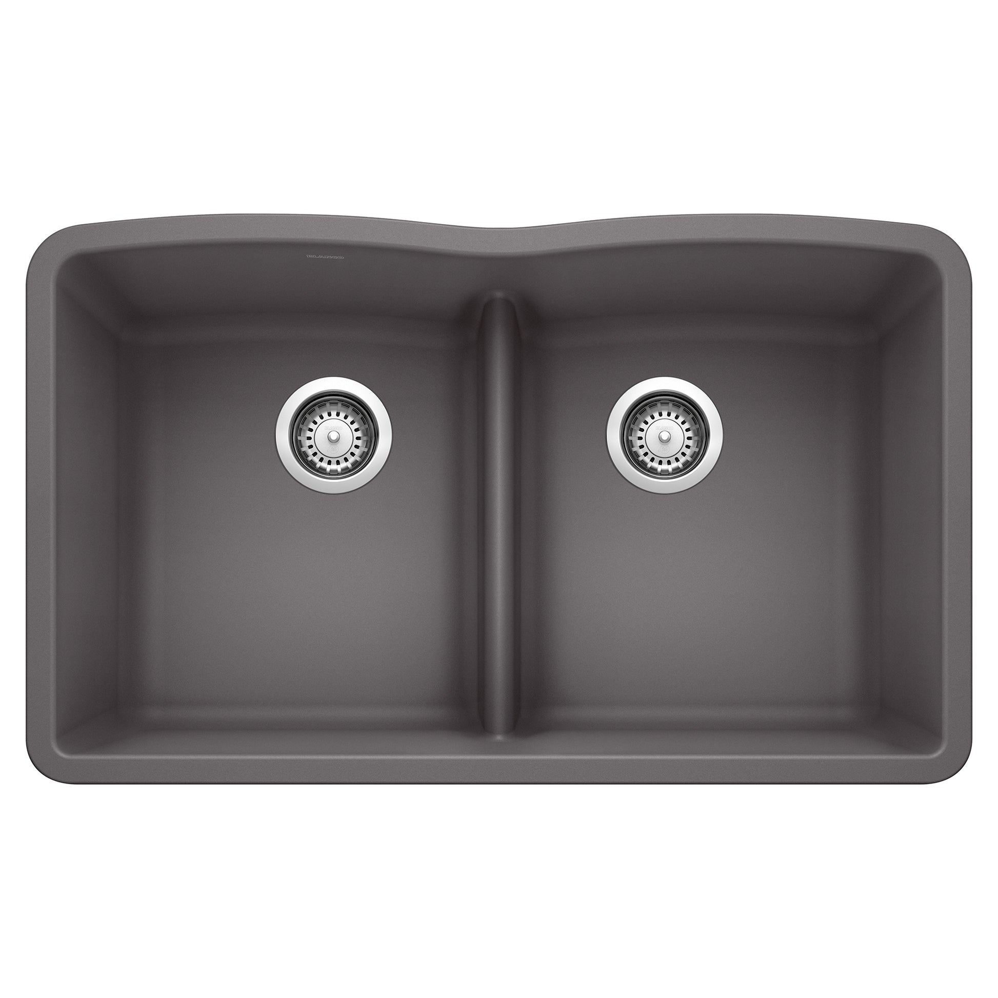 BLANCO 442071 Diamond Diamond SILGRANIT 32" 50/50 Double Bowl Undermount Kitchen Sink with Low Divide - Cinder in Cinder