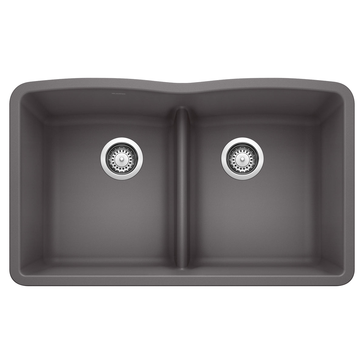 BLANCO 442071 Diamond Diamond SILGRANIT 32" 50/50 Double Bowl Undermount Kitchen Sink with Low Divide - Cinder in Cinder