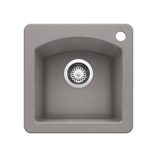 BLANCO 440203 Diamond Diamond SILGRANIT 15" Dual Mount Bar Sink - Metallic Gray in Metallic Gray