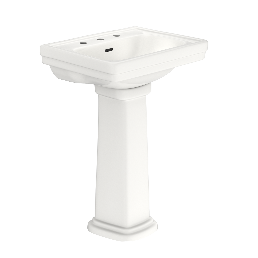TOTO LPT532.8N#11 Promenade 24" X 19-1/4" Rectangular Pedestal Bathroom Sink For 8 Inch Center Faucets - Colonial White