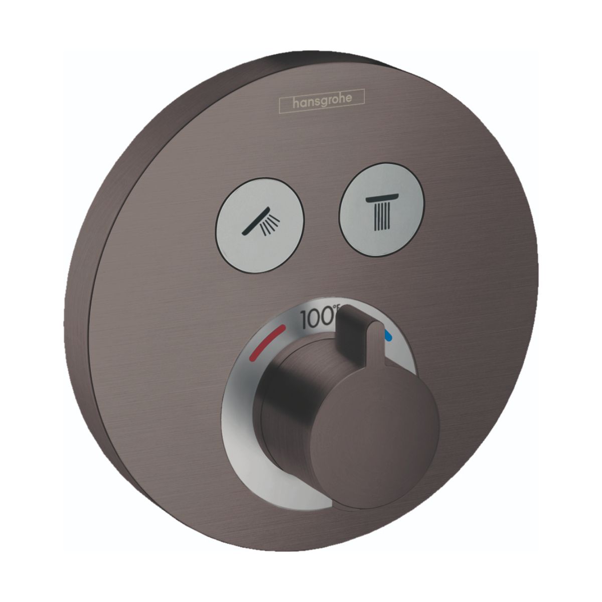HANSGROHE 15743341 ShowerSelect S Thermostatic Trim for 2 Functions, Round - Brushed Black Chrome