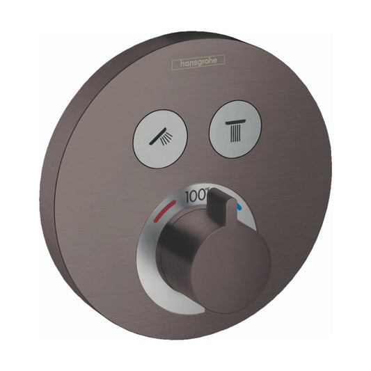 HANSGROHE 15743341 ShowerSelect S Thermostatic Trim for 2 Functions, Round - Brushed Black Chrome