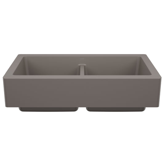 BLANCO 527418 Vintera Vintera SILGRANIT 33" Double Bowl Apron-Front Farmhouse Sink - Volcano Gray in Volcano Gray