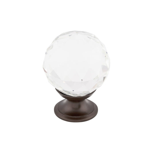 TOP KNOBS TK126ORB Clear Crystal 1 3/8" Diameter Round Knob - Oil Rubbed Bronze