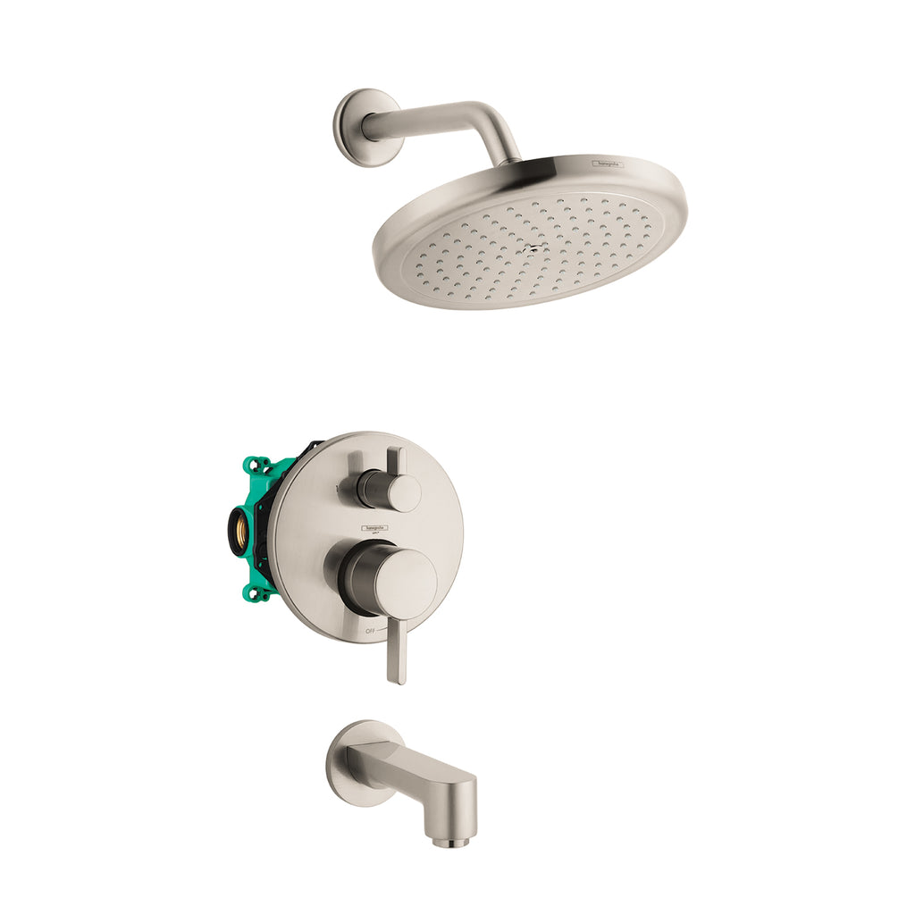 HANSGROHE 04908820 Croma Pressure Balance Tub/Shower Set with Rough, 2.0 GPM - Brushed Nickel