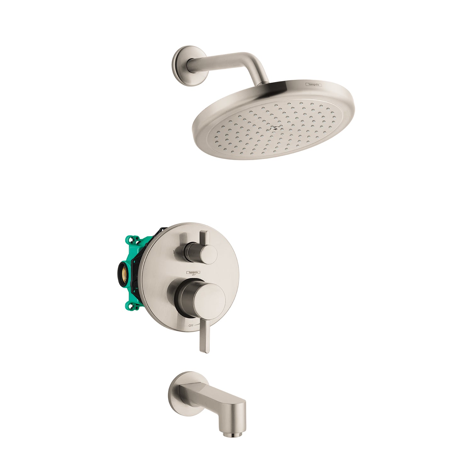 HANSGROHE 04908820 Croma Pressure Balance Tub/Shower Set with Rough, 2.0 GPM - Brushed Nickel