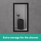 HANSGROHE 56096990 XtraStoris Individual Wall Niche Matte White with Design Frame 12"x 6"x 4" - Polished Gold Optic