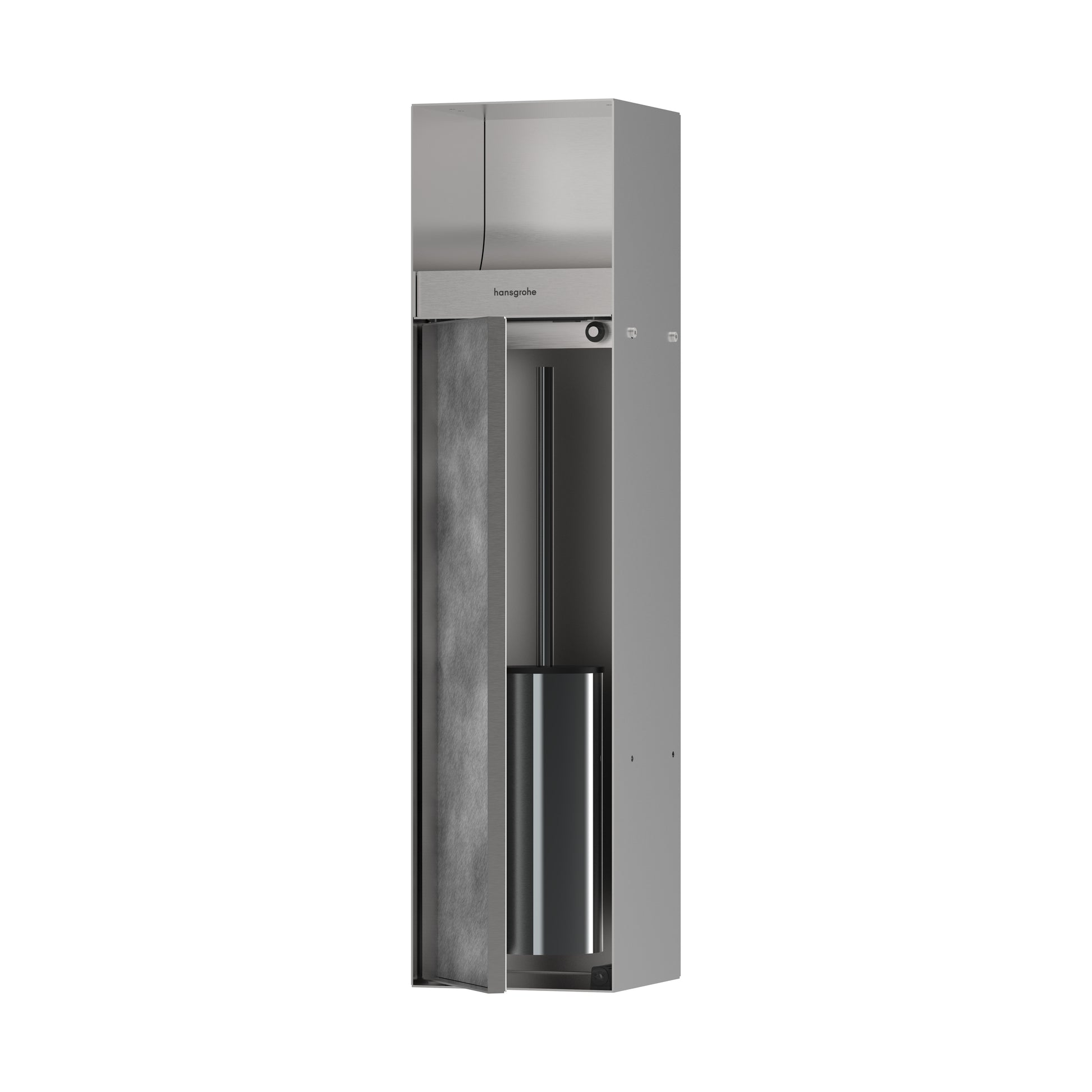HANSGROHE 56062800 XtraStoris Rock Recessed Toilet Brush Holder with Toilet Paper Holder & Tileable Door - Brushed Stainless Steel
