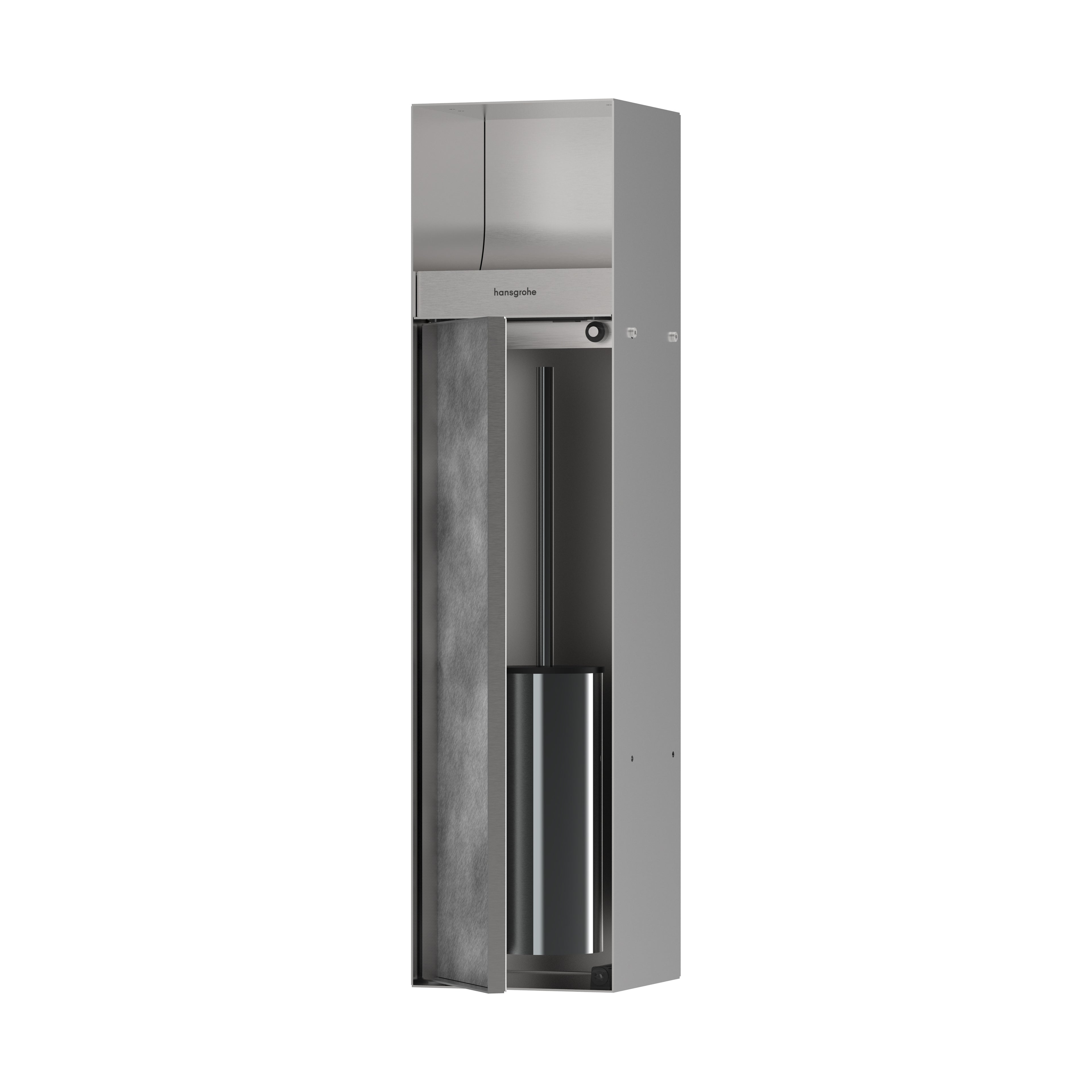 HANSGROHE 56062800 XtraStoris Rock Recessed Toilet Brush Holder with Toilet Paper Holder & Tileable Door - Brushed Stainless Steel