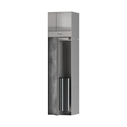 HANSGROHE 56062800 XtraStoris Rock Recessed Toilet Brush Holder with Toilet Paper Holder & Tileable Door - Brushed Stainless Steel
