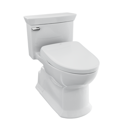 TOTO MW9644726CEFGA#01 Washlet+ Soiree Elongated 1.28 Gpf Universal Height Toilet With Auto Flush S7 Bidet Seat - Cotton White