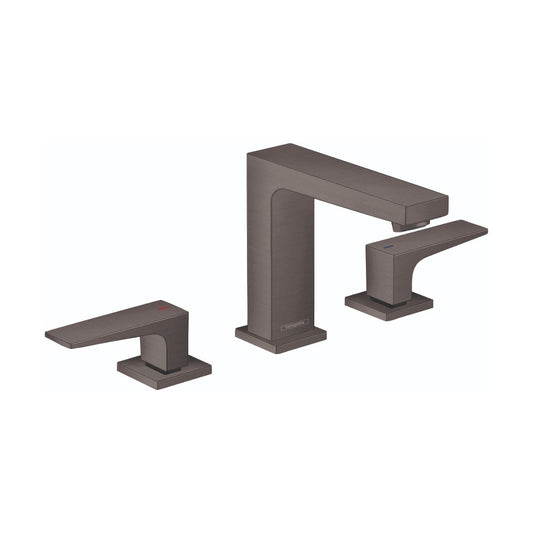 HANSGROHE 32516341 Metropol Widespread Faucet 110 with Lever Handles and Pop-Up Drain, 1.2 GPM - Brushed Black Chrome