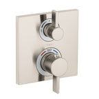 HANSGROHE 15714821 Ecostat Square Thermostatic Trim with Volume Control and Diverter - Brushed Nickel