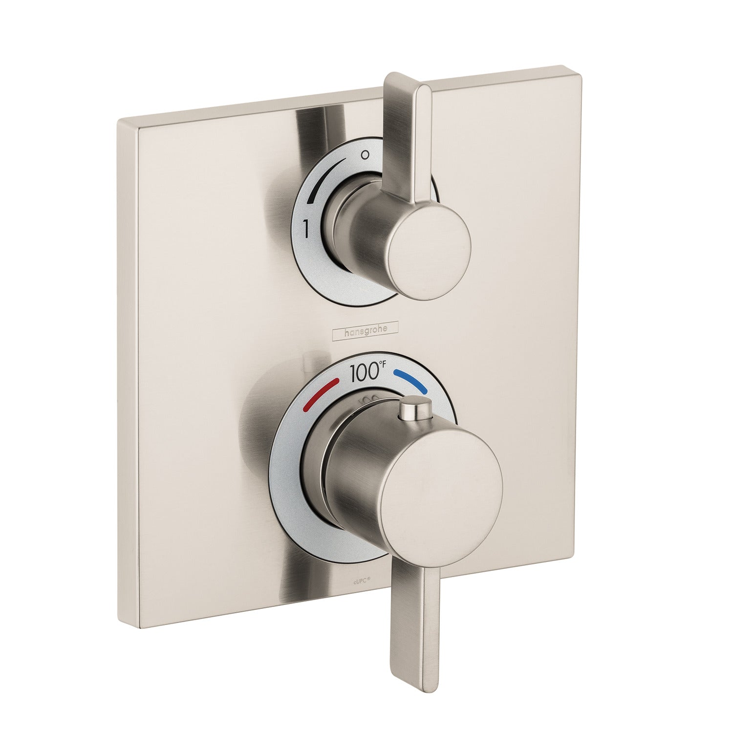 HANSGROHE 15714821 Ecostat Square Thermostatic Trim with Volume Control and Diverter - Brushed Nickel