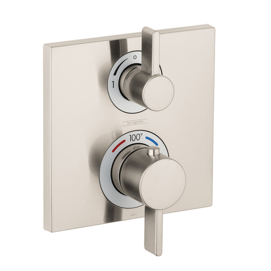 HANSGROHE 15714821 Ecostat Square Thermostatic Trim with Volume Control and Diverter - Brushed Nickel