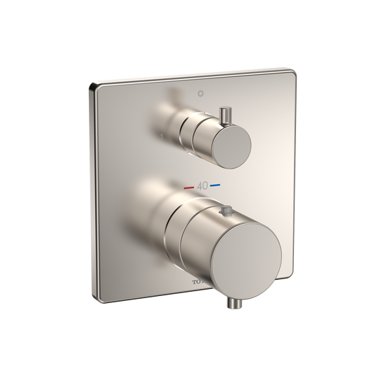 TOTO TBV02404U#BN Square Thermostatic Mixing Valve With Two-Way Diverter Shower Trim - Brushed Nickel