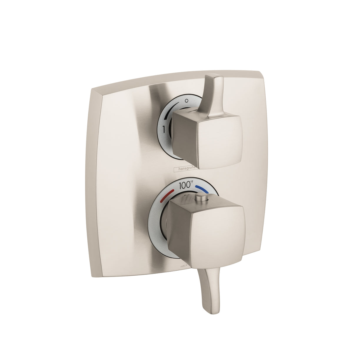 HANSGROHE 15727821 Ecostat Classic Thermostatic Trim with Volume Control, Square - Brushed Nickel