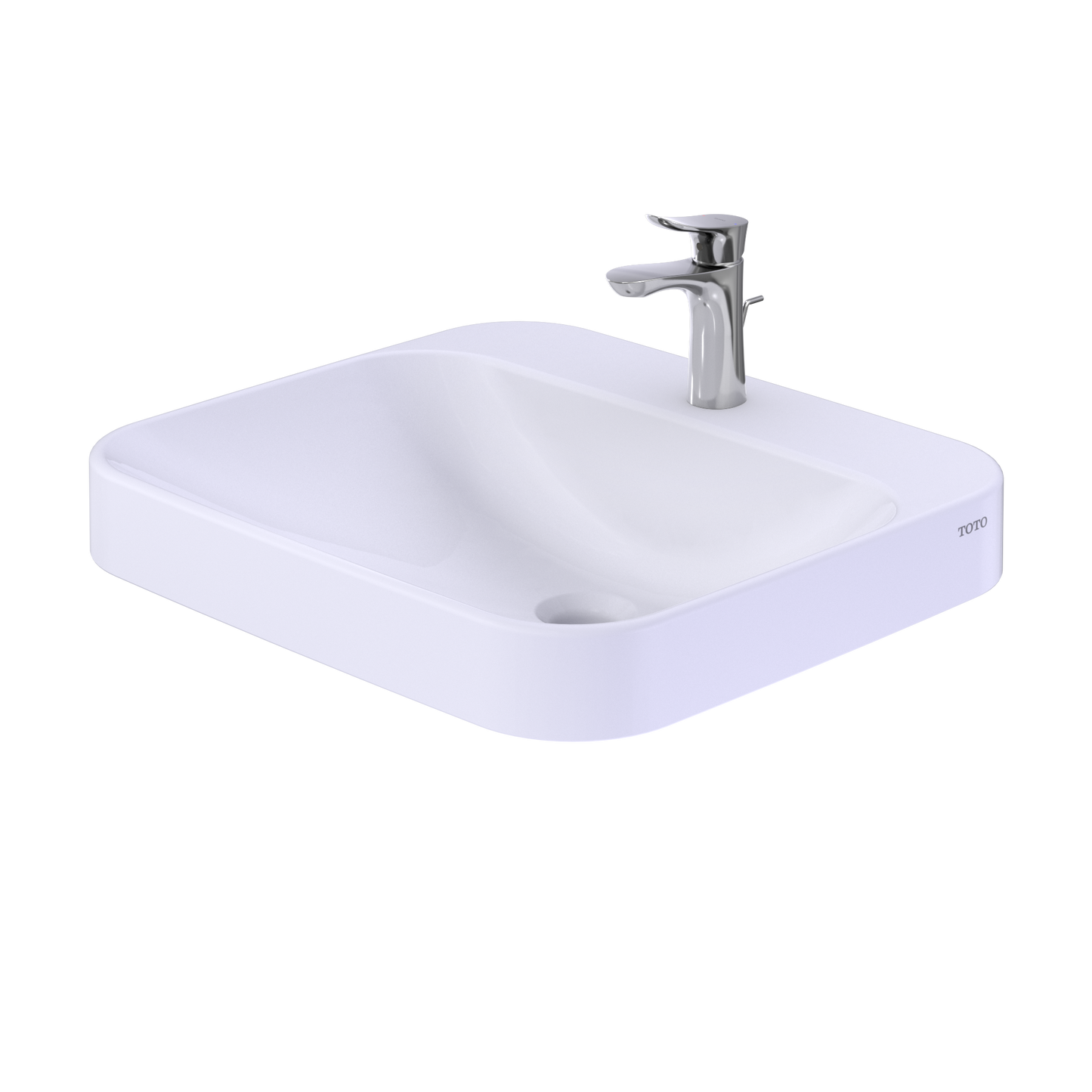 TOTO LT415G#01 Arvina Rectangular 20" Vessel Bathroom Sink with CEFIONTECT for Single Hole Faucets , Cotton White