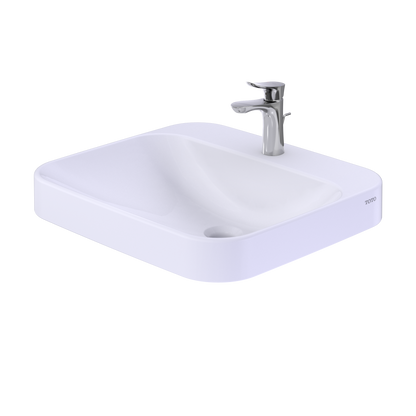 TOTO LT415G#01 Arvina Rectangular 20" Vessel Bathroom Sink With Cefiontect For Single Hole Faucets - Cotton White