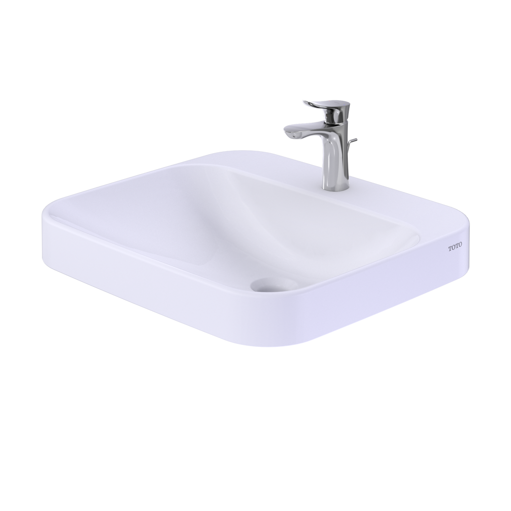 TOTO LT415G#01 Arvina Rectangular 20" Vessel Bathroom Sink With Cefiontect For Single Hole Faucets - Cotton White