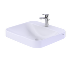 TOTO LT415G#01 Arvina Rectangular 20" Vessel Bathroom Sink With Cefiontect For Single Hole Faucets - Cotton White