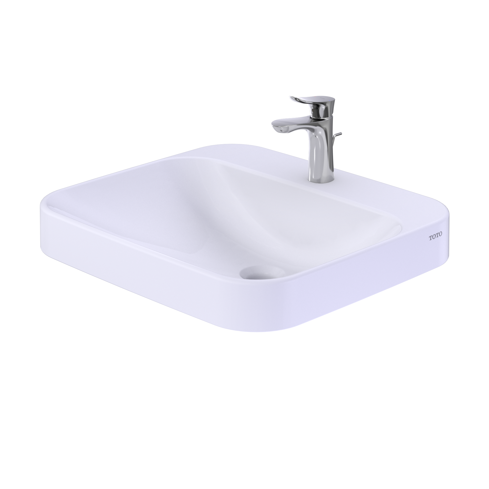 TOTO LT415G#01 Arvina Rectangular 20" Vessel Bathroom Sink With Cefiontect For Single Hole Faucets - Cotton White