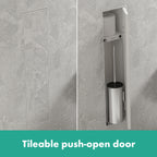 HANSGROHE 56060700 XtraStoris Rock Recessed Toilet Brush Holder with Shelf & Tileable Door - Matte White