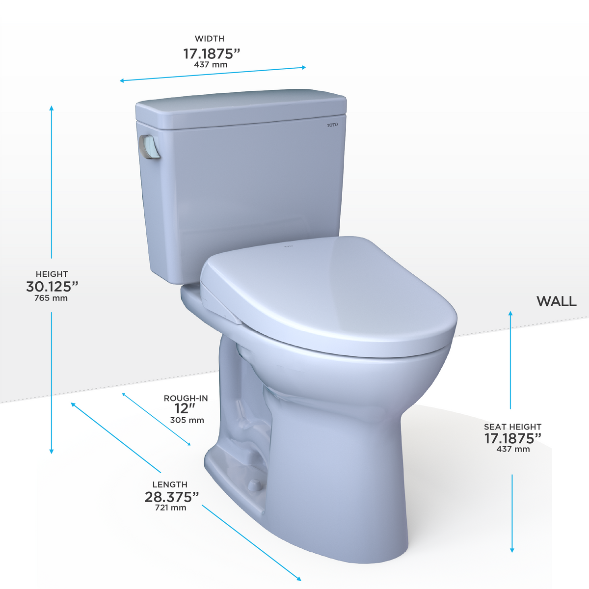 TOTO MW7764726CEFGA#01 Drake Washlet+ Two-Piece Elongated 1.28 Gpf Universal Height Tornado Flush Toilet With Auto Flush S7 Contemporary Bidet Seat - Cotton White