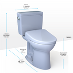 TOTO MW7764736CSFG#01 Drake Washlet+ Two-Piece Elongated 1.6 Gpf Universal Height Tornado Flush Toilet With S7A Contemporary Bidet Seat - Cotton White
