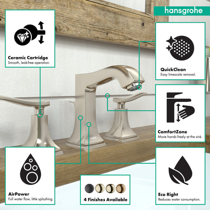 HANSGROHE 31330831 Polished Nickel Metropol Classic Classic Widespread Bathroom Faucet 1.2 GPM