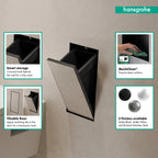 HANSGROHE 56063670 XtraStoris Rock Recessed Trash Bin with Shelf & Tileable Door - Matte Black