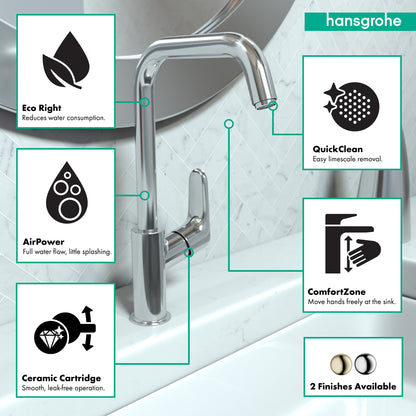 HANSGROHE 31609001 Chrome Focus Modern Single Hole Bathroom Faucet 1.2 GPM