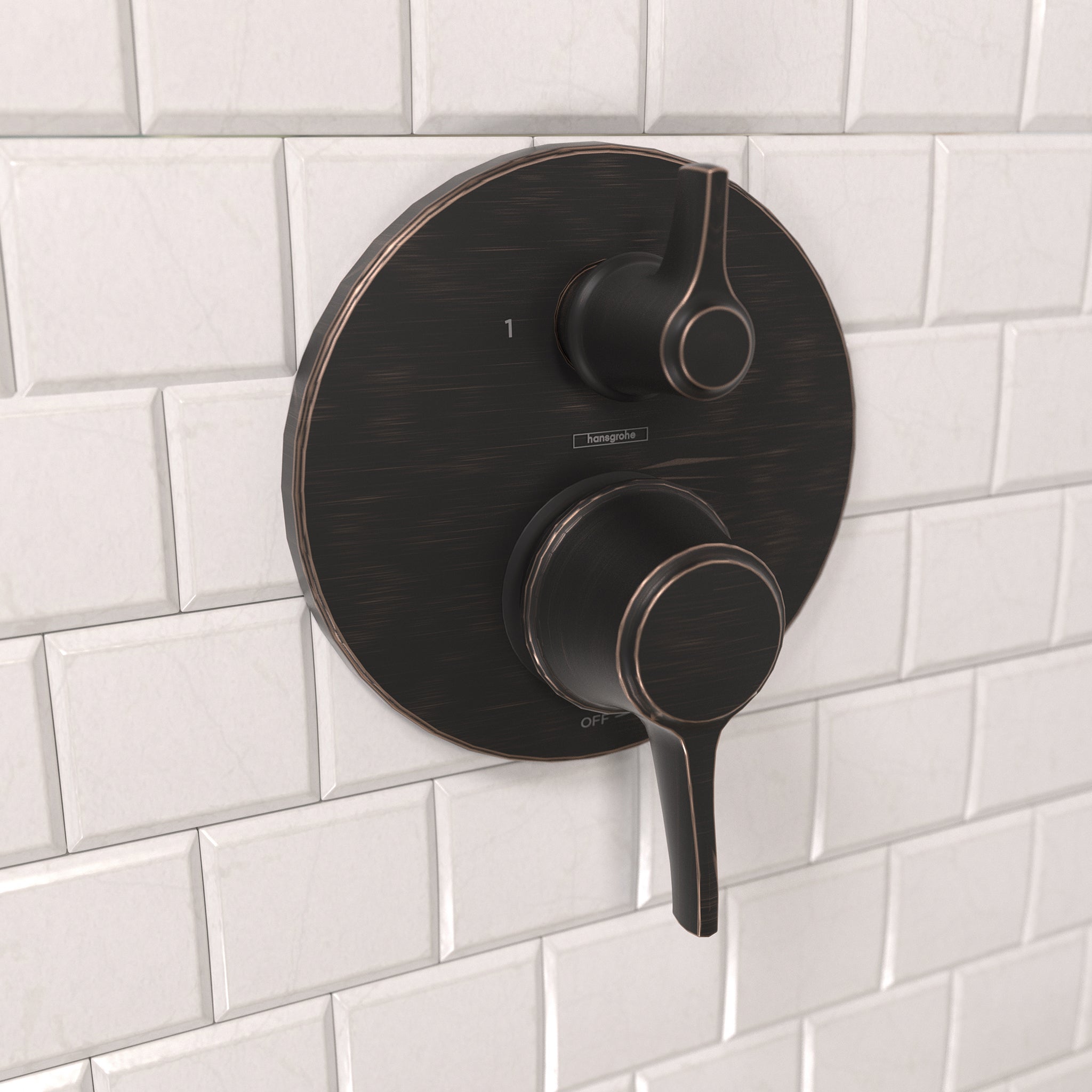 HANSGROHE 04449920 Ecostat Classic Pressure Balance Trim with Diverter, Round - Rubbed Bronze
