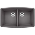 BLANCO 441473 Performa Performa SILGRANIT 33" 50/50 Double Bowl Undermount Kitchen Sink - Cinder in Cinder