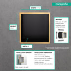 HANSGROHE 56098990 XtraStoris Individual Wall Niche Matte Black with Design Frame 12"x 12"x 4" - Polished Gold Optic