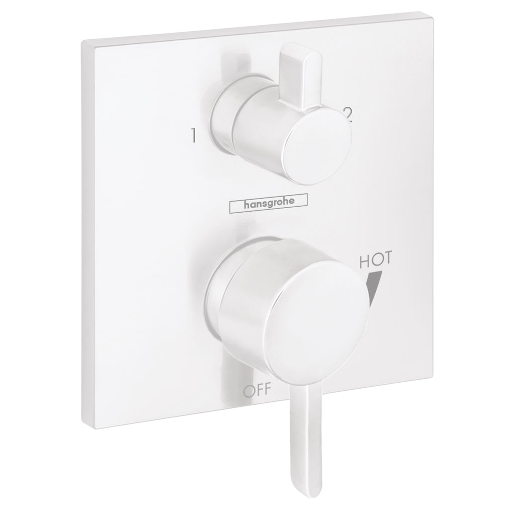 HANSGROHE 15862701 Ecostat Pressure Balance Trim Square with Diverter - Matte White