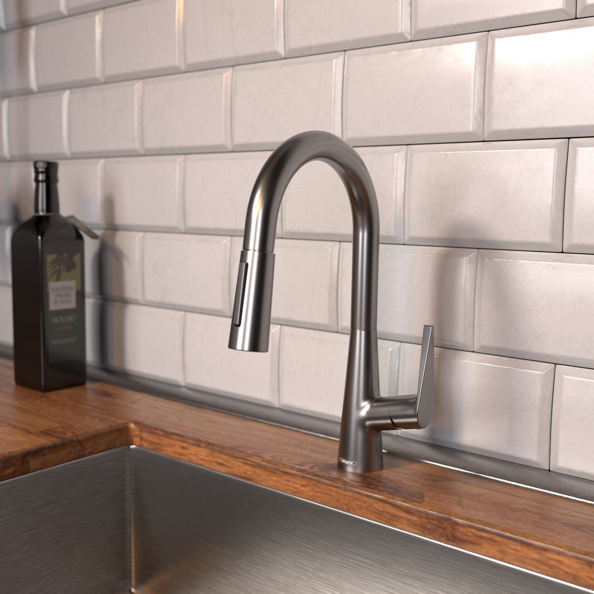 HANSGROHE 72815341 Talis S Prep Kitchen Faucet, 2-Spray Pull-Down, 1.75 GPM - Brushed Black Chrome