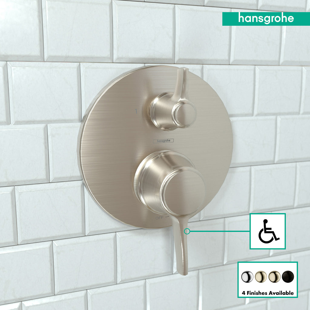 HANSGROHE 04449820 Ecostat Classic Pressure Balance Trim with Diverter, Round - Brushed Nickel