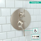 HANSGROHE 04449820 Ecostat Classic Pressure Balance Trim with Diverter, Round - Brushed Nickel