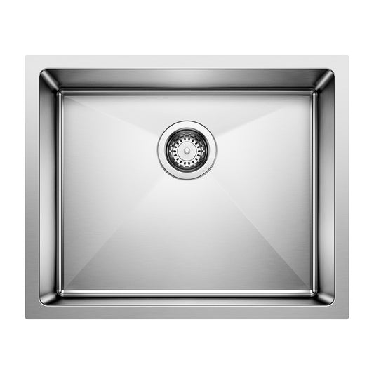 BLANCO 443145 Quatrus Quatrus R15 22" Single Bowl Undermount Stainless Steel Kitchen Sink in Satin Polish