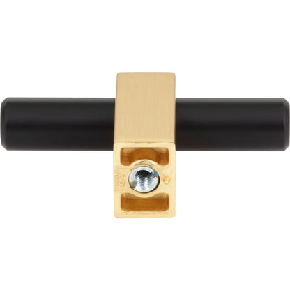 JEFFREY ALEXANDER 478T-MBBG Larkin 2 2-3/8" Length Bar Knob - Matte Black w/Brushed Gold