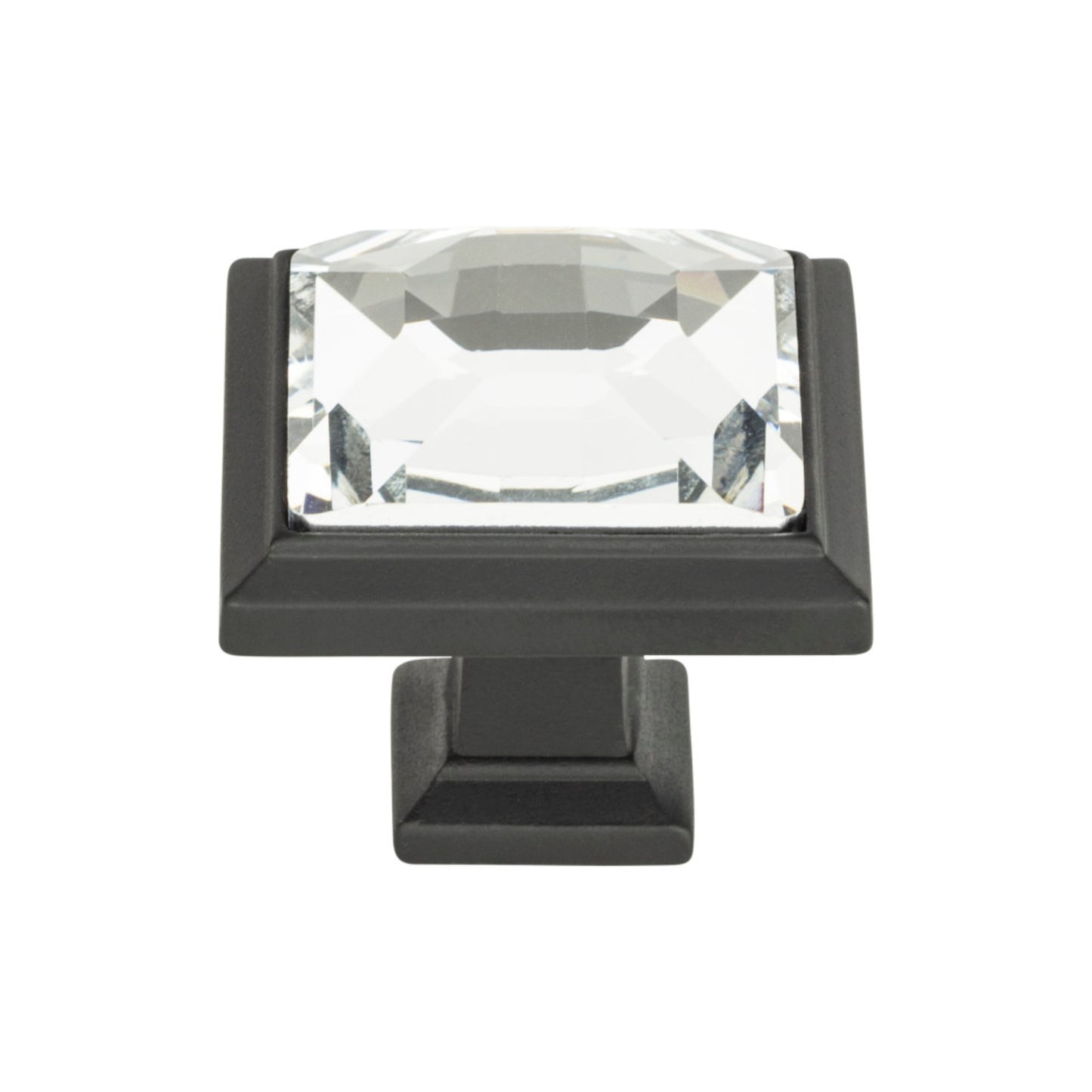 ATLAS 340-BL Legacy Crystal 1 5/16" Length Square Knob , Matte Black