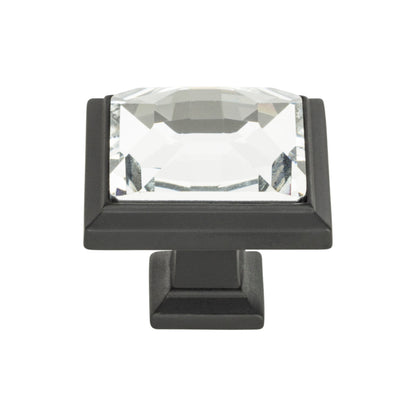 ATLAS 340-BL Legacy Crystal 1 5/16" Length Square Knob - Matte Black